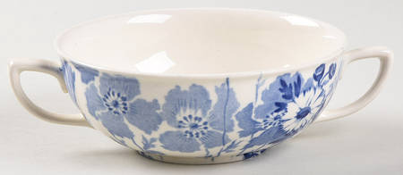 Gay Day Blue (Scalloped) Footed Cream Soup Bowl