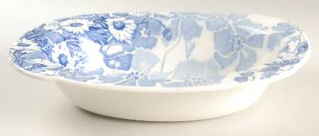 Gay Day Blue (Scalloped) 8" Oval Vegetable Bowl