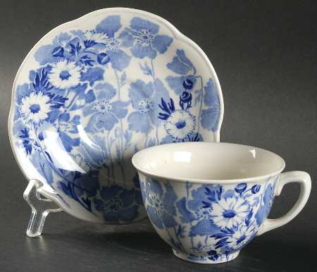 Gay Day Blue (Scalloped) Flat Cup & Saucer Set