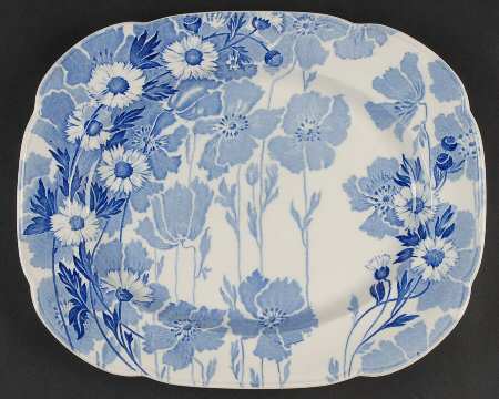 Gay Day Blue (Scalloped) 12" Oval Serving Platter