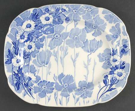 Gay Day Blue (Scalloped) 11" Oval Serving Platter