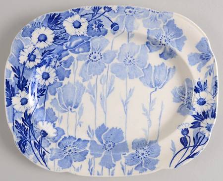 Gay Day Blue (Scalloped) 10" Oval Serving Platter