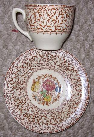 Georgia Brown Flat Demitasse Cup & Saucer Set