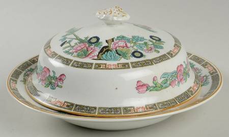 Indian Tree (Yellow Trim) Round Covered Butter