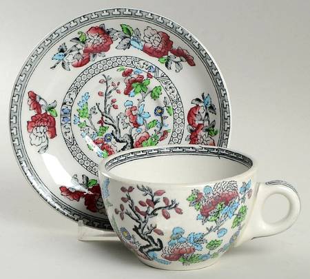 Indian Tree (No Trim) Flat Cup & Saucer Set