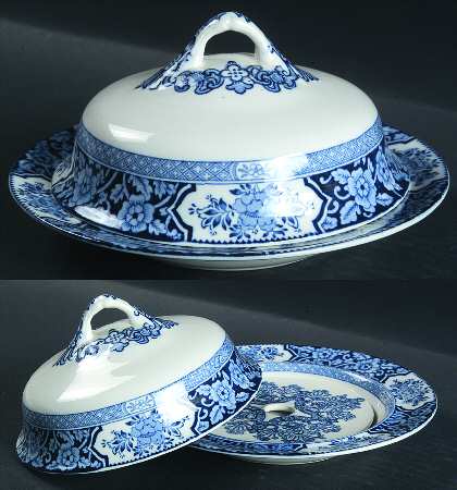 Khotan Blue Round Covered Butter with Strainer