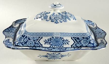 Khotan Blue Rectangular Covered Vegetable