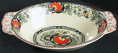 Nantucket Orange and Yellow (Red Trim) 10" Oval Vegetable Bowl