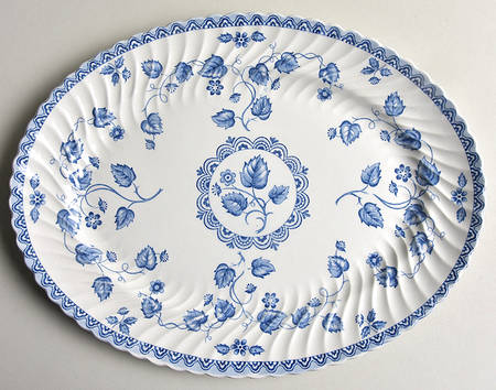 Nantucket Blue (Swirl Edge) 12" Oval Serving Platter