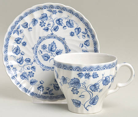 Nantucket Blue (Swirl Edge) Flat Cup & Saucer Set