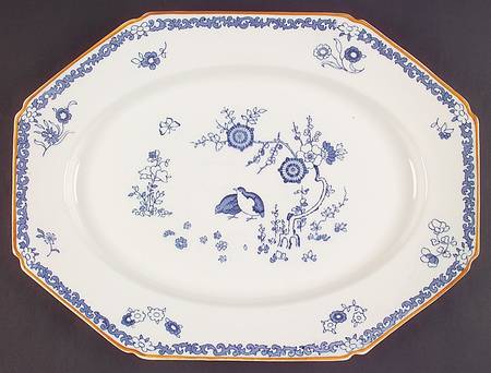 Old Bow Blue 16" Oval Serving Platter