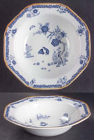 Old Bow Blue Rim Cereal Bowl