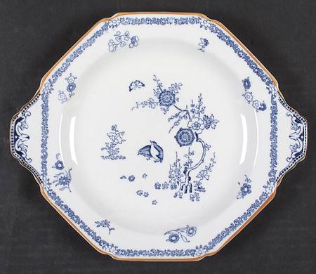Old Bow Blue Octagonal Handled Cake Plate