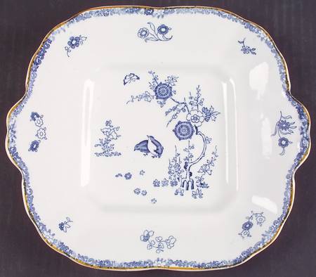Old Bow Blue Square Handled Cake Plate