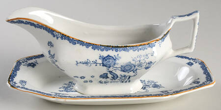 Old Bow Blue Gravy Boat & Underplate