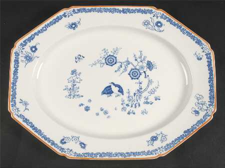 Old Bow Blue 14" Oval Serving Platter
