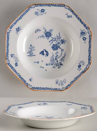 Old Bow Blue Rim Soup Bowl