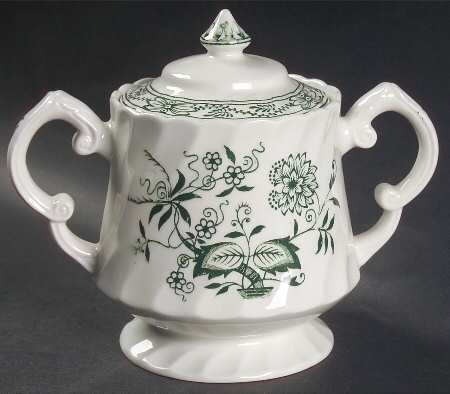 Old Vienna Green Sugar Bowl & Lid