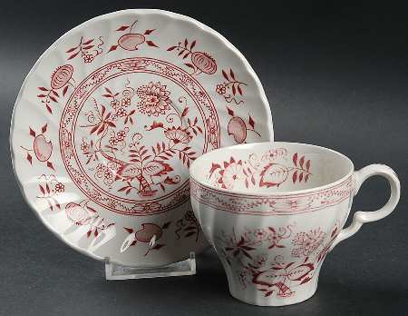 Old Vienna Red Flat Cup & Saucer Set