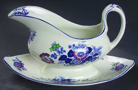 Oriental Birds Gravy Boat with Attached Underplate