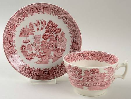 Pink Willow (Older) Flat Cup & Saucer Set