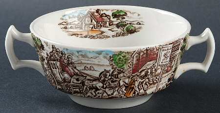 Post House Brown Multicolor (Smooth) Flat Cream Soup Bowl