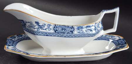 Rangoon (Brown Trim) Gravy Boat & Underplate