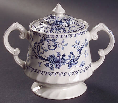 Regency Blue Sugar Bowl & Lid