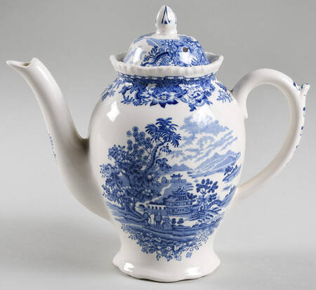 Seaforth Blue (Rope Edge, Scallop) Mini Coffee Pot & Lid