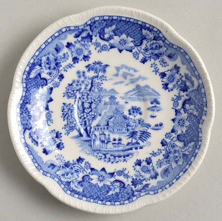 Seaforth Blue (Rope Edge, Scallop) Saucer for Flat Cup