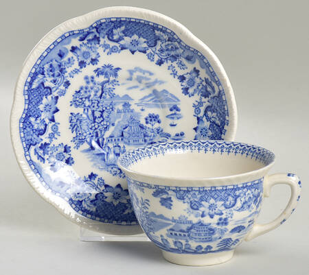 Seaforth Blue (Rope Edge, Scallop) Flat Cup & Saucer Set