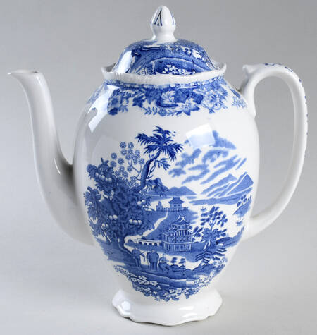 Seaforth Blue (Rope Edge, Scallop) Coffee Pot & Lid