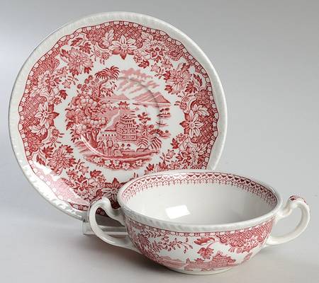Seaforth Pink (Smooth) Flat Cream Soup Bowl & Saucer Set