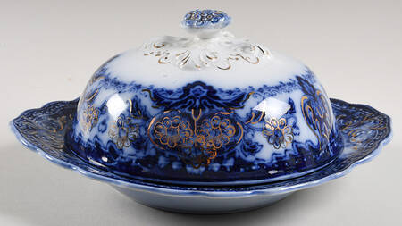 Seville (Flow Blue) Round Covered Butter