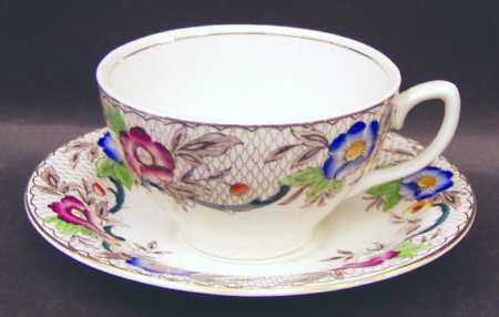 Seville (Multicolor Floral) Flat Cup & Saucer Set