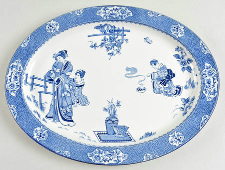 Tsing (Blue) 14" Oval Serving Platter