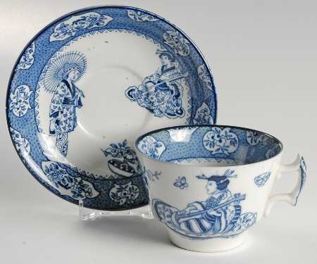 Tsing (Blue) Flat Cup & Saucer Set