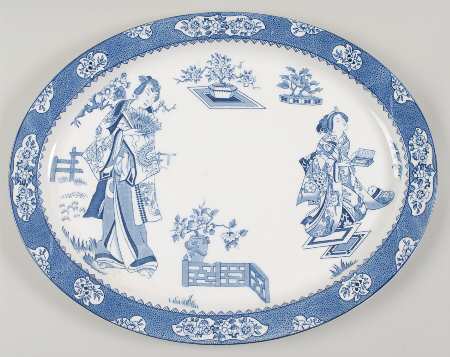 Tsing (Blue) 16" Oval Serving Platter