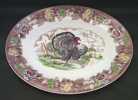 English Scenery Light Brown Multicolor 18" Oval Serving Platter