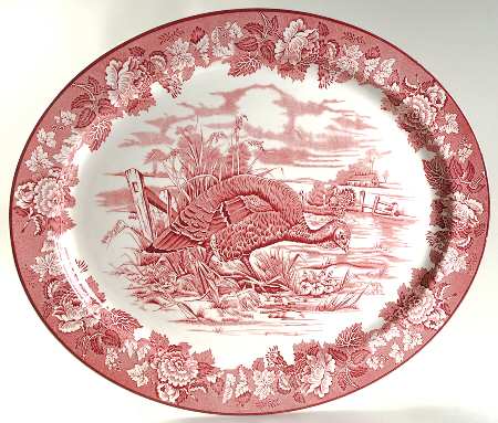 English Scenery Pink (Older, Smooth) 21" Oval Serving Platter