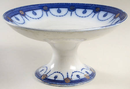 Venice Flow Blue (Gold Trim) Round Compote (Height X Width)