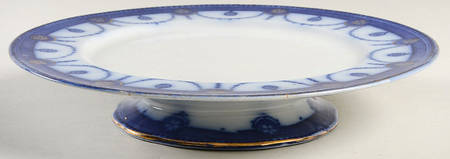 Venice Flow Blue (Gold Trim) Low Footed Cake Plate