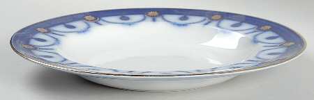 Venice Flow Blue (Gold Trim) Large Rim Soup Bowl