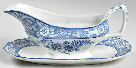 Wincanton Blue Gravy Boat with Attached Underplate