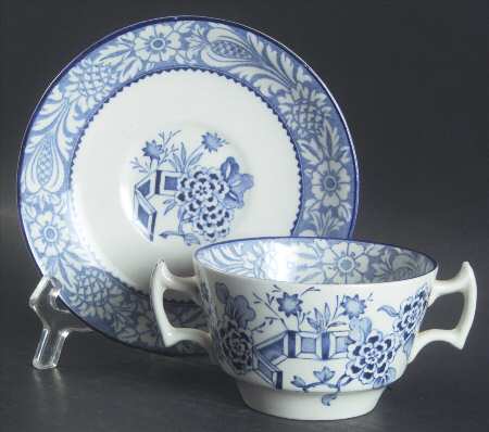 Wincanton Blue Flat Bouillon Cup & Saucer