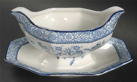 Wincanton Blue Gravy Boat with Attached Underplate