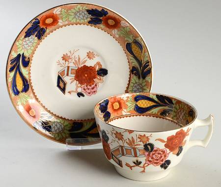 Wincanton Blue and Rust Flat Cup & Saucer Set