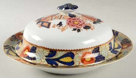 Wincanton Blue and Rust Round Covered Butter