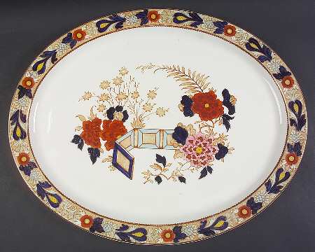 Wincanton Blue and Rust 18" Oval Serving Platter