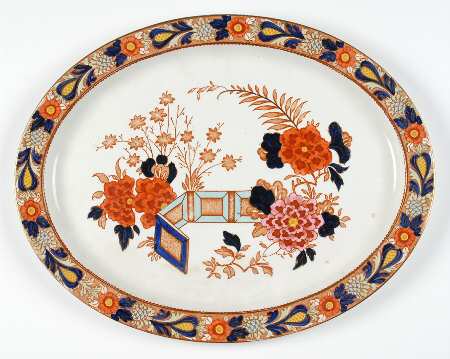 Wincanton Blue and Rust 16" Oval Serving Platter
